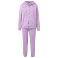 thumbnail image 3 of Letdown 2 Pieces Tracksuits Pant Suits Long Sleeve Zipper Up Jackets Wide Leg Pants Loungewear Matching Sweatsuits Sets (Light Purple, L), 3 of 5