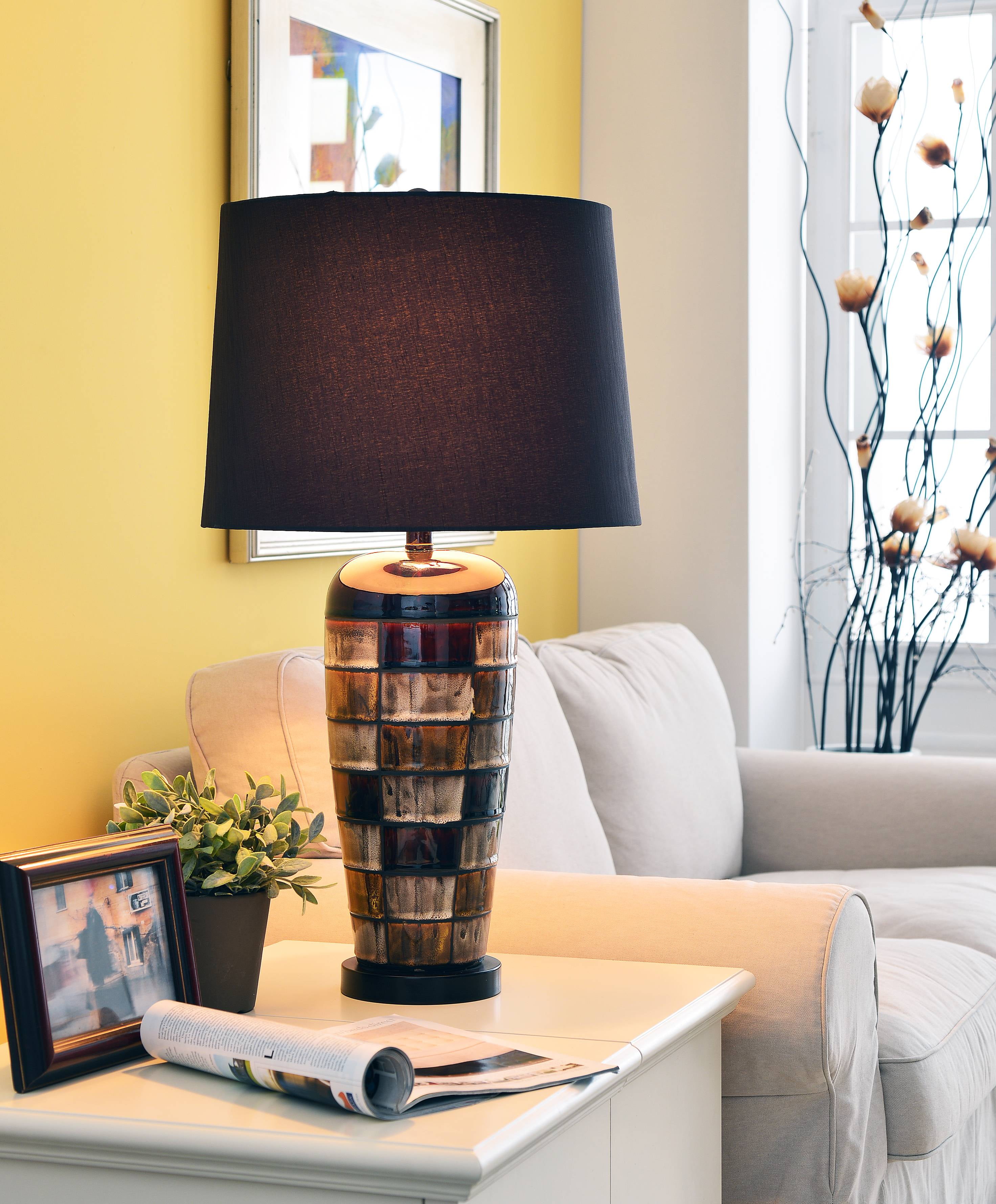 Kenroy Home Torino Table Lamp, Ceramic Squares