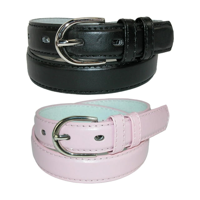 CTM® Kid's Basic Leather Dress Belt (Pack of 2 Colors)