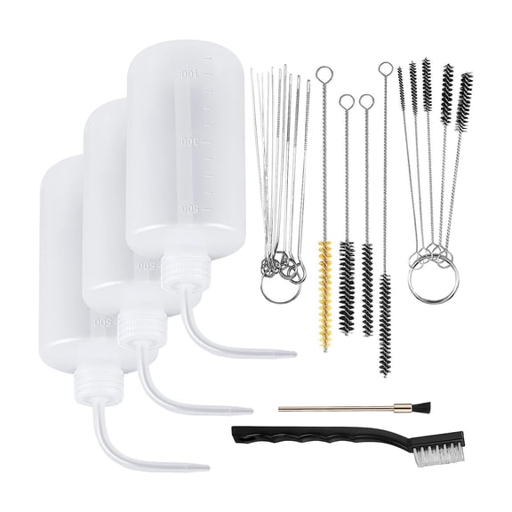 24Pieces Airbrushes Clean Set Featuring 4 Squeeze Bottles and 21 Brushes for Thorough Sprayer Care Daily Casual Use