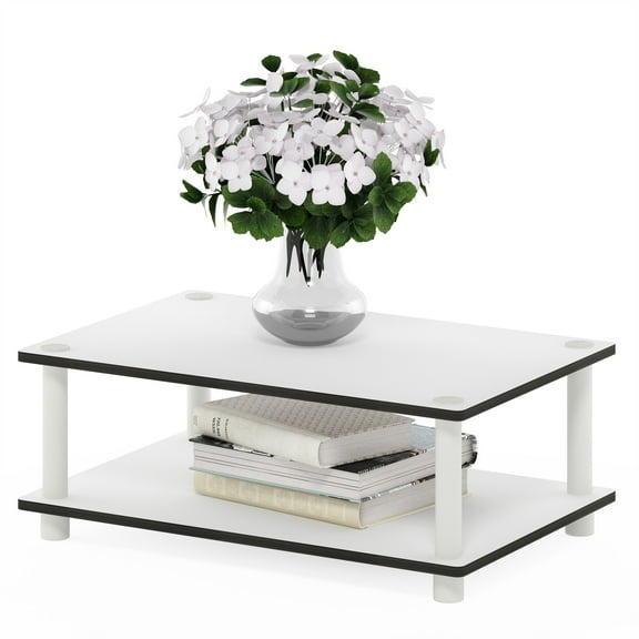 Furinno JUST 2-Tier Modern Toolless Coffee Table with Open Shelf Plain White