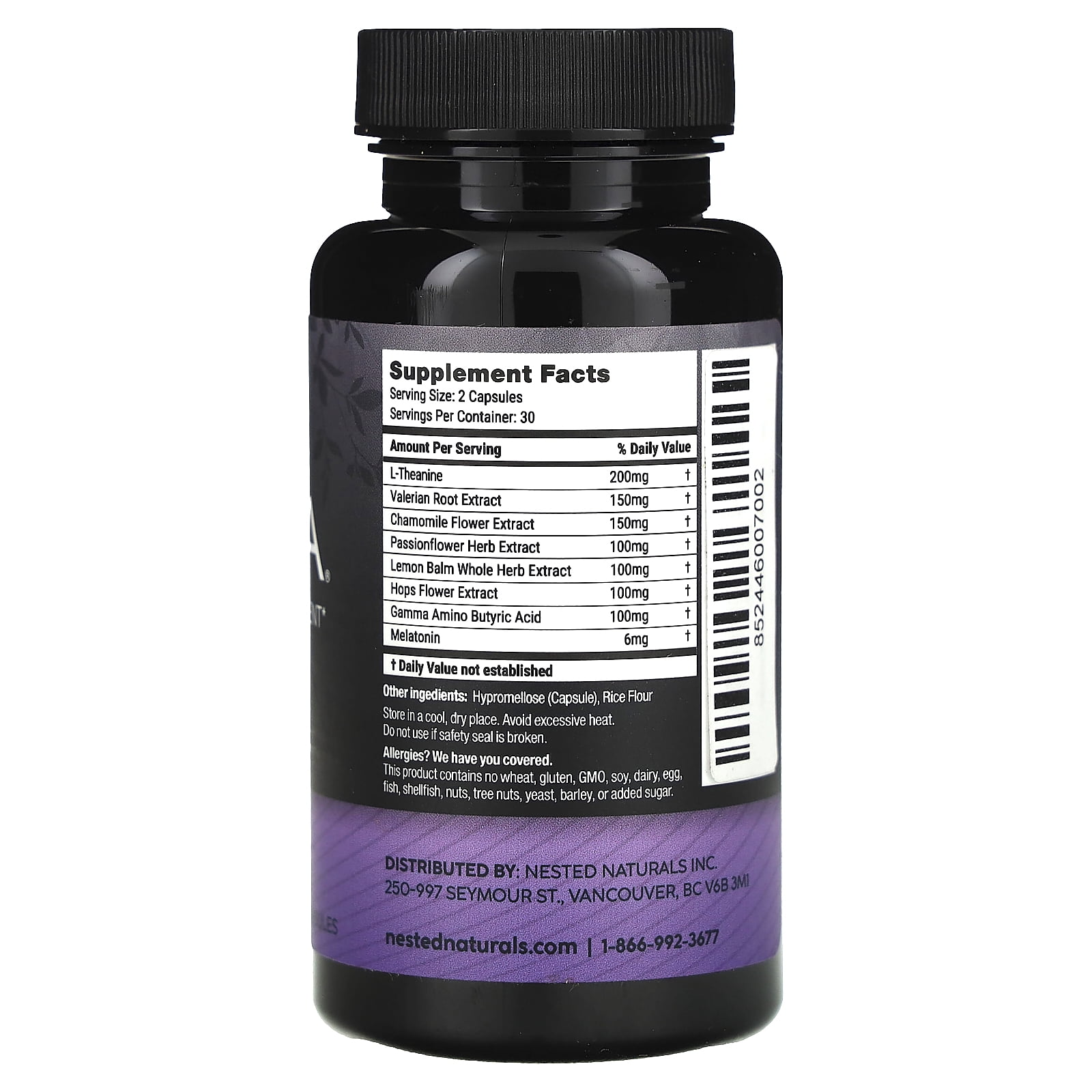 Nested Naturals Luna, Gentle Sleep Supplement with Melatonin, 60 Vegan Capsules