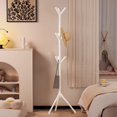 thumbnail image 3 of Hiroekza Coat Rack Stand Floor Rack 67 Inch Tall Plastic Hanging Clothes Hats Rod Stylish Space-Saving for Bedroom Entryway White, 3 of 6
