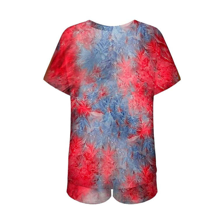 TIE DYE T-SHIRT AND SHORTS SET - Red