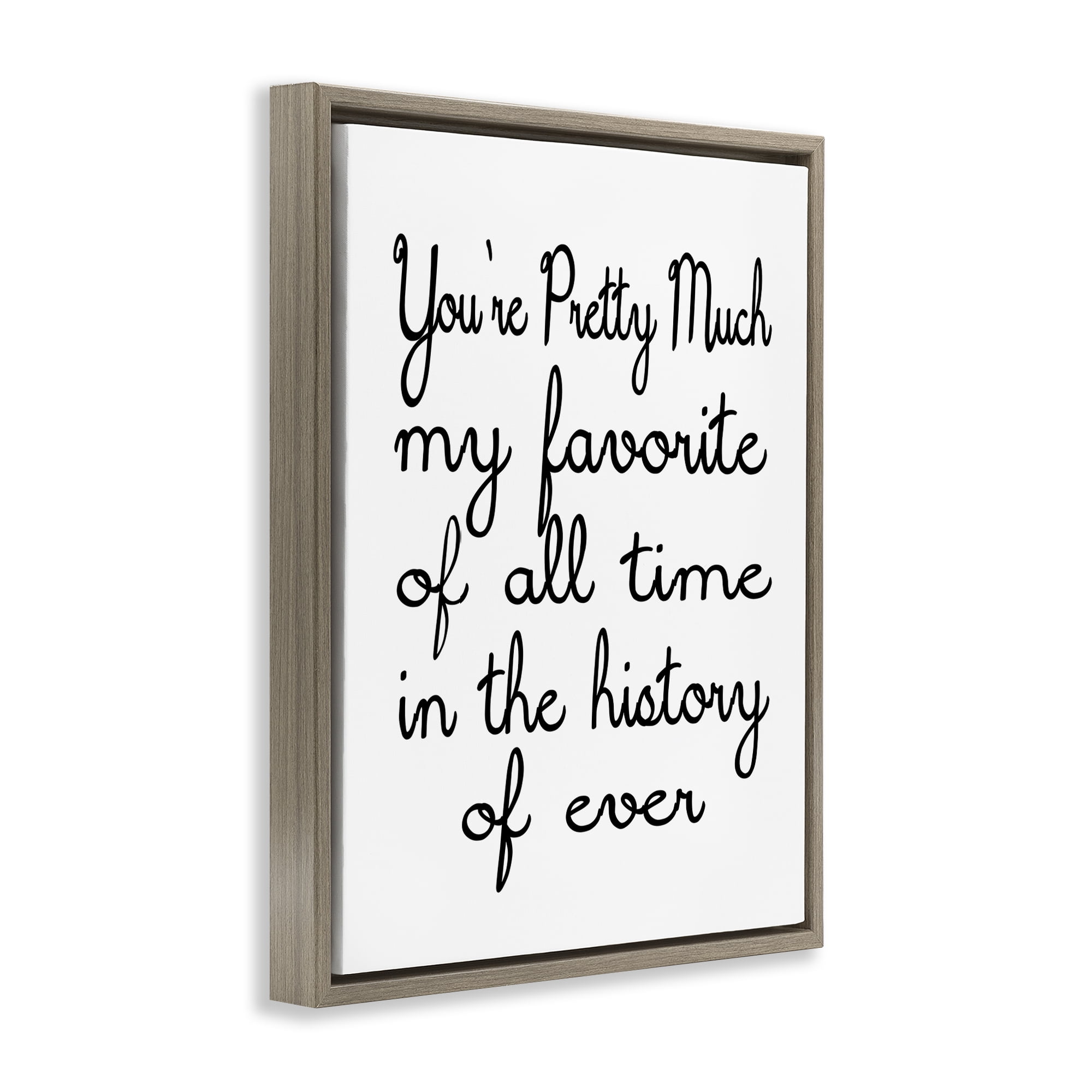 Stupell Industries Favorite Of All Time Text & Numbers Painting Brown Floater Framed Canvas Art Print Wall Art, 25 x 31