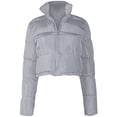 thumbnail image 2 of Langwyqu Winter Fashion Wome Lapel Collar Lightweight Solid Crop Jacket Coat, 2 of 4