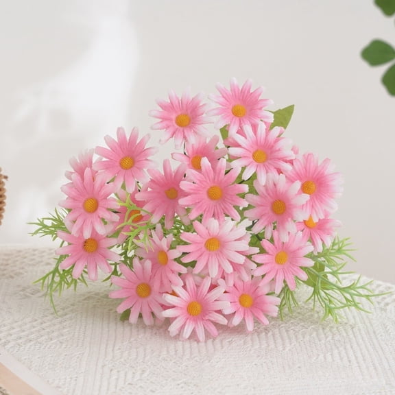Artificial Chamomile Bouquet for Wedding & Home Decor, Small Fresh Silk Chrysanthemum Orchid Flowers, Faux Floral Arrangement for Living Room and Party Decorations