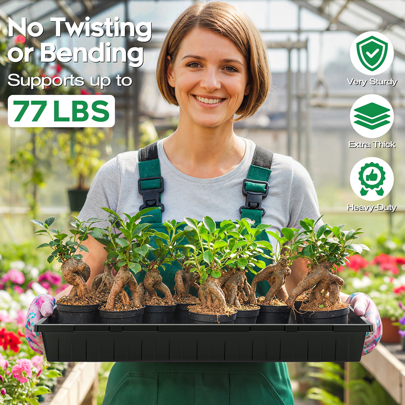 20-Pack Heavy Duty 1020 Seed Starter Trays with 5" Humidity Domes, Thick Plant Propagation Trays with Clear Domes for Greenhouse Seed Germination & Microgreens