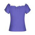 thumbnail image 5 of Diufon Tops for Women Summer Casual Solid Color Ruffle Tees off Shoulder Short Sleeve Blouses, 5 of 7