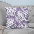 thumbnail image 4 of 24x24 Pillow Covers Set of 2, Purple Coral Coastal Square Throw Pillow Covers for Couch/Sofa/Living Room, White Summer Ocean Seaside Decorative Soft Pillowcases for Couch Throw Pillows, 4 of 7