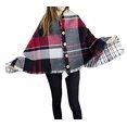 thumbnail image 7 of StylesILove Women Ultra Soft Plaid Poncho with Coconut Buttons Sweater Pullover Cardigan Warm Wrap Topper, 7 of 7