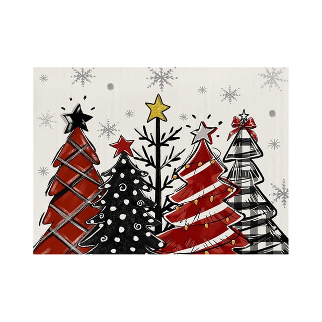 Christmas Tree Decorations,Winter Christmas Tree Placemats 12x18 Inches, Holiday Table Mats for Party Kitchen Dining Room