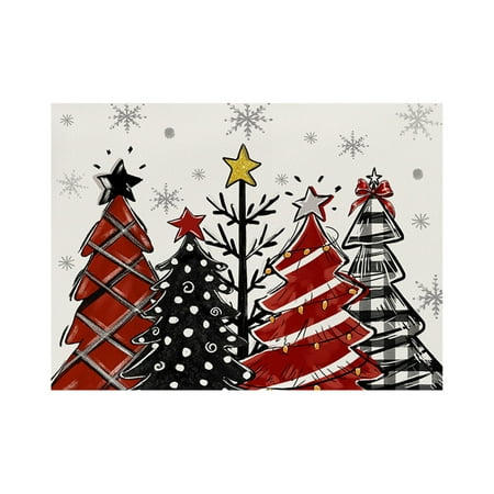 Virelaxpo Christmas Tree Placemat 45x30cm Heat Insulated Table Mat for Holiday Party and Dining Room Wrinkle Resistant Easy Clean Linen Material Decorative and Functional