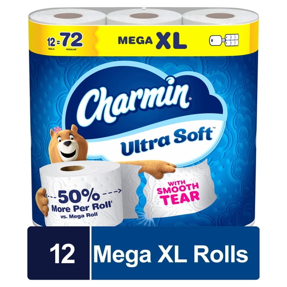Charmin Ultra Soft Toilet Paper, 12 Mega XL Rolls, 2-Ply Bath Tissue