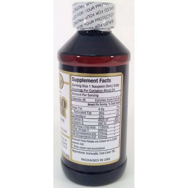 Aceite De Higado De Bacalao Cod Liver Oil (4 Ounce)
