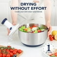 thumbnail image 4 of Rorence 3 in 1 Salad Spinner Food Chopper Set, 5 QT Large Stainless Steel Mixing Bowl with 5 Blade Slicer, Collapsible Pump Lettuce Dryer Fruit Washer, Non-slip Vegetable Dicer, 4 of 9