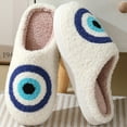 thumbnail image 3 of Home Slipper Women Evil Eye cartoon Winter Warm Kawaii Plush Indoor Floor Fuzzy Blue Non Slip Men Male House Shoes Female 2024, 3 of 6
