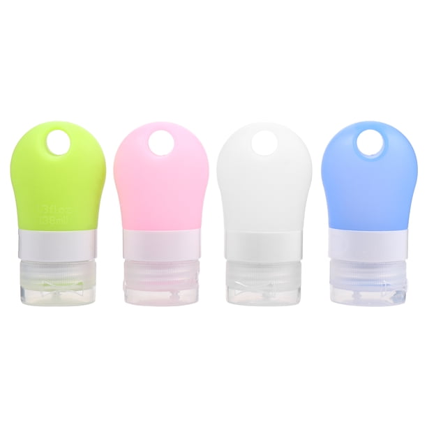 GOOHOCHY 4 botellas de viaje de silicona reutilizables con tapa abatible