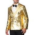 thumbnail image 4 of INSPIRE CHIC Men's Suit Shimmering Blazer Peak Lapel Double-Breast Regular Fit Party Style Blazers M Golden, 4 of 5