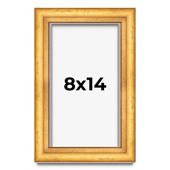 8x14 Gold Shadowbox Frame - Interior Size 8x14 by 1.75 Inches - Made to Display Items Up To 1.75 Inches Deep