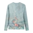 thumbnail image 3 of Kddylitq Workout Tank Tops For Women Graphic Blue Petite Crew Neck Graphic Floral Print Tshirts For Women Plus Size Flowers Oversized Blouses Printed Lounge Long Sleeve Pullover Tops 5XL, 3 of 4