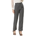 thumbnail image 1 of Pantalones a cuadros Allegra K casuales para mujer Blanco negro L, 1 of 5