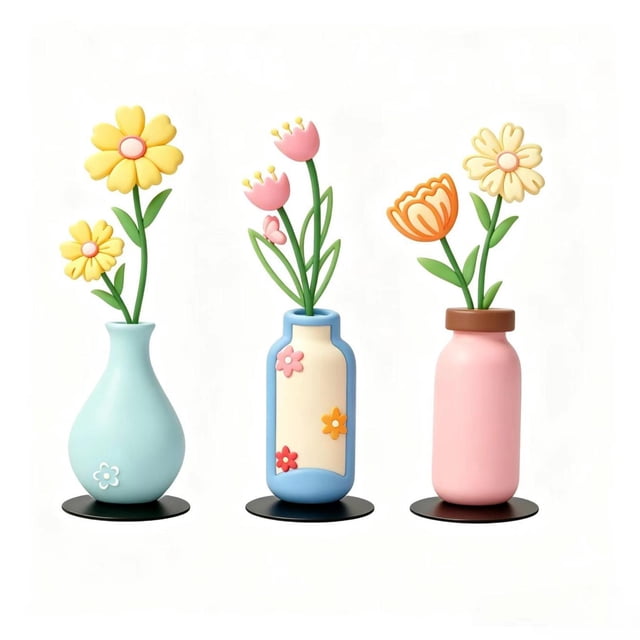 3 piezas de flores de metal para decoración de pared, adornos colgantes decorativos de hierro, decoración floral para el hogar, la oficina o el Estilo B