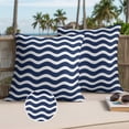 thumbnail image 3 of Navy Blue Moire Outdoor Pillow Covers 18x18 Set of 2, Waterproof Patio Throw Pillowcase Protectors, Water Ripple Stripe Farmhouse Square Decorative Pillow Shams Cushion Covers for Seat Bed Couch Sofa, 3 of 8