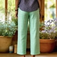 thumbnail image 4 of WULMLEO Womens Linen Pants Elastic Waist Straight Leg Petite Beach Pant Summer Lightweight Casual Lounge Trousers Green S, 4 of 4