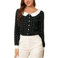 thumbnail image 1 of INSPIRE CHIC Women's Heart Print Contrast Collar Button Front Long Sleeve Shirt, 1 of 7