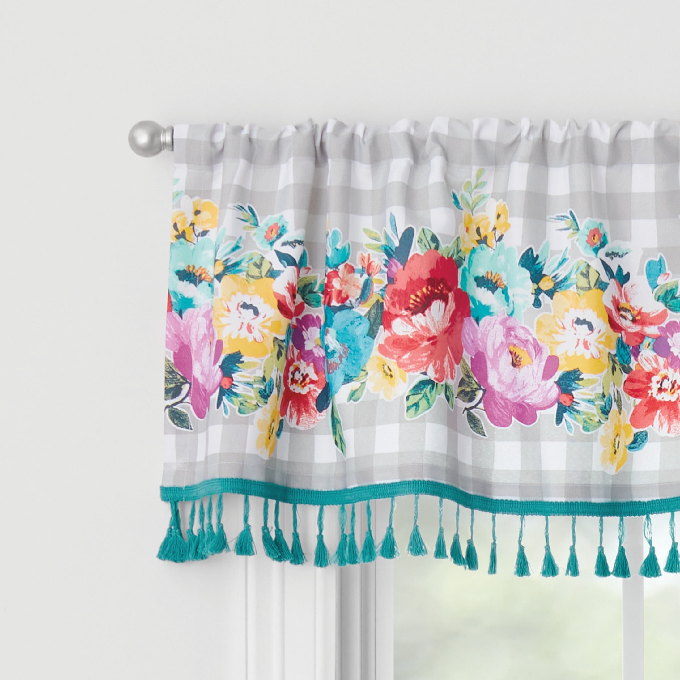 (2 pack) The Pioneer Woman Sweet Romance 3-Piece Curtain Tier Pair and Valance Set, 60 in W x 36 in L, Multi