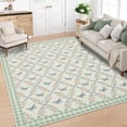 thumbnail image 5 of Garvee 5'x7' Floral Printed Area Rug Living Room Rugs, Washable Geometric Border Rug Non Slip Rug Butterflies Print Indoor Carpet for Bedroom, Farmhouse, Dining Room, Green, 5 of 8