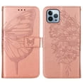 thumbnail image 2 of Wallet Case for iPhone 14 Pro, Flower Butterfly Pattern PU Leather Shockproof Flip Folio Case with Stand Magnetic Clasp Card Slots Cash Holder Wrist Strap Phone Cover for iPhone 14 Pro,Rosegold, 2 of 10