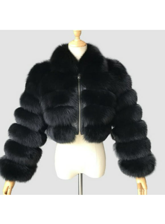 AXXD Women Faux Fur Coat,Women Plus Size Faux Coat Warm Furry Faux Short Jacket Long Sleeve Outerwear