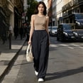 thumbnail image 6 of Lmueinov Wide Leg Pants for Women High Waist Hollow Out Striped Tape Loose Trousers with Pocket Women Trendy 2026 Business Casual Outfits, 6 of 8