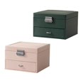 thumbnail image 1 of Caja organizadora de joyería de cuero PU para niñas, 2 uds., con y bandeja extraíble, soporte para joyas, reloj, gemelos, tobillera, vitrina verde y rosa Sunnimix Organizador de joyas, 1 of 8