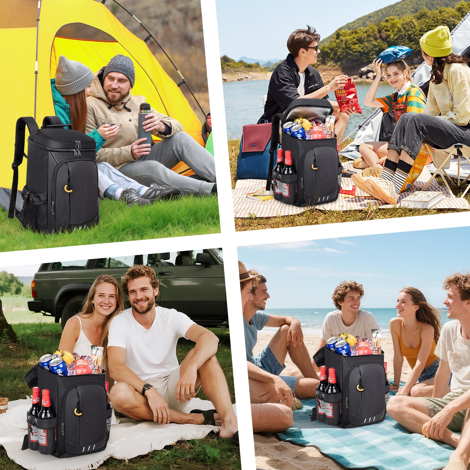 Cshidworld Cooler Backpack - 40 Cans Insulated Leak Proof Backpack Cooler Portable Picnic Camping Beach Hiking BBQ Cooler Bag for Men and Women, Black