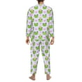 thumbnail image 3 of Mens Pajamas Set - Cute Frogs Crowns Heart Purple Comfy Long Sleeve Button Up Pajama Sets for Men 2 Piece, Soft Sleepwear Nightwear Pjs Lounge Sets for Men with Pockets, 3 of 5