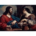 thumbnail image 2 of workshop of Guercino 24x19 Gold Ornate Framed and Double Matted Museum Art Print Titled - Christ and the Woman of Samaria (ca. 1620), 2 of 4