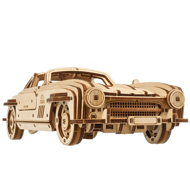 UGEARS Winged Sports Coupe Model Car Kit - 3D Wooden Puzzle Car âModel Kit for Adults to Build - DIY Wooden Car Model Kit with Authentic Gull-Wing Design Car Model