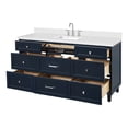 thumbnail image 4 of Ariel Monroe 67 Inch Single Rectangular Sink Bathroom Vanity With Pure White Quartz Countertop 1.5 inch Edge In Midnight Blue, 4 of 7