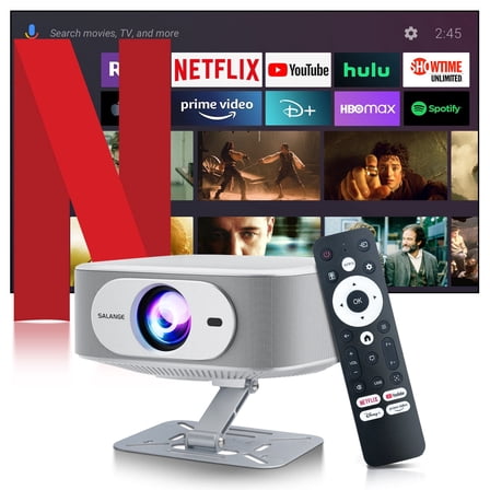 Salange 2026 Upgrade Portable Mini Projector, 1080P Native Support 4K, 400 Ansi Lumens, Auto Keystone & Electric Focus, Built-in WiFi and Bluetooth, Includes Stand, for Outdoor Movies