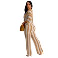 thumbnail image 5 of Women's Stripe Knit Top and Wide Leg Pants Set, Short Sleeve Two Piece Outfit, 5 of 5