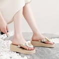thumbnail image 6 of Penkiiy Women Summer Home Outdoor Non-slip Beach Slippers Straw Flower Sandals 37 Khaki, 6 of 9