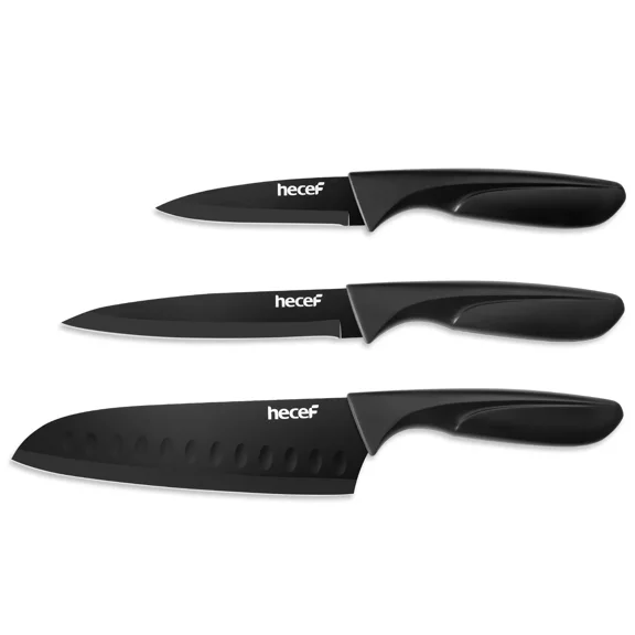 Hecef® Kitchen Knife Set Of3 Ultra Sharp Stainless Steel Chef Knife Paring Knife