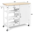 thumbnail image 2 of Costway 4-Tier Wood Kitchen Island Trolley Cart Storage Cabinet w/ Wine Rack White, 2 of 11