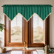 Nvzi Luxury Beaded Triangle Curtain Valances 3 Panels for Living Room Bathroom Cafe Laundry Basement Rod Pocket Half Blackout Short Window Valance Curtains (Green,51"x23")