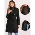 thumbnail image 2 of DARING DIVA Women's Notched Lapel Double Breasted Midi Long Winter Coats Black XL, 2 of 6