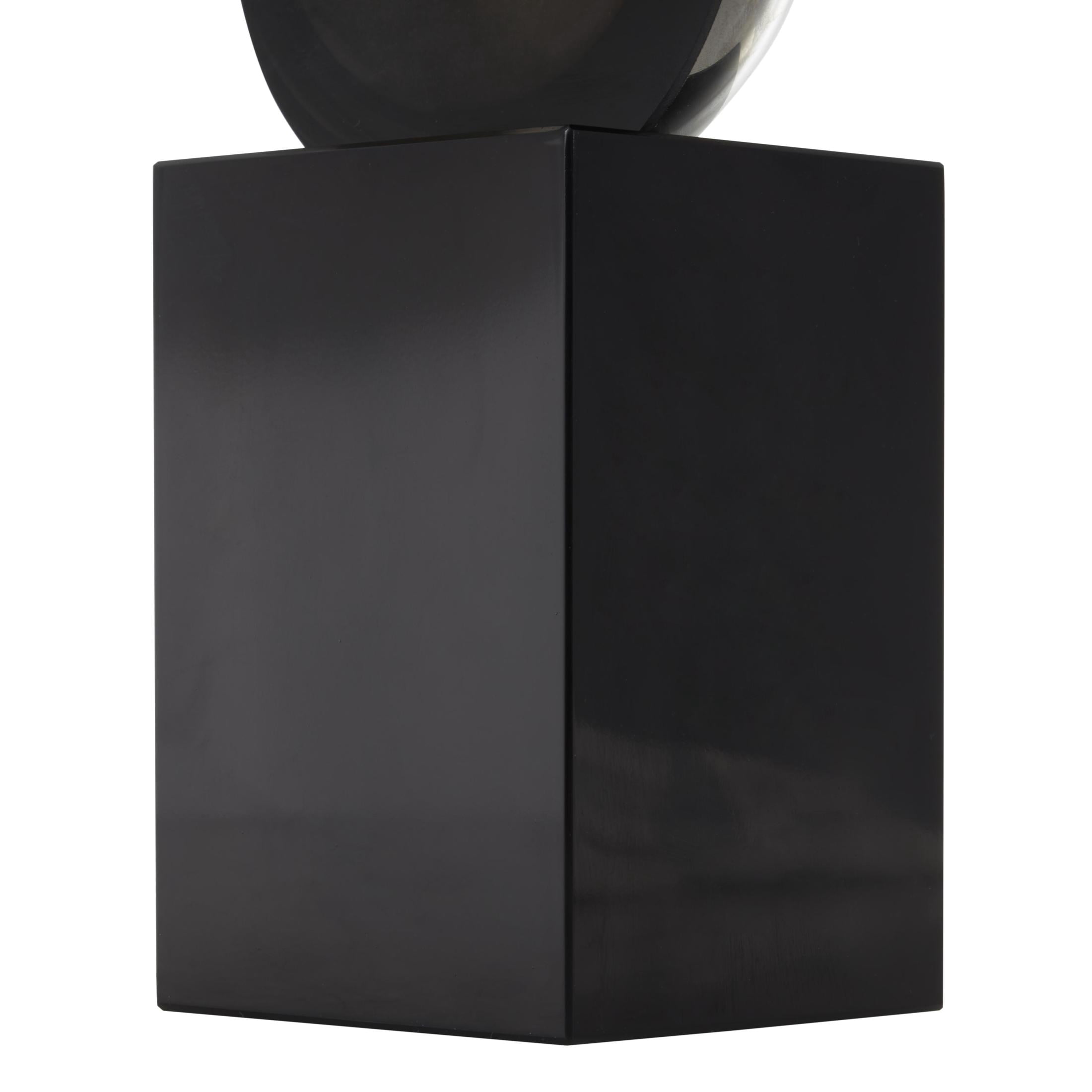 6" x 18" Black Glass Stacked Orb Abstract Sculpture with Black Base, by DecMode