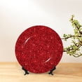 thumbnail image 6 of Cauagu Red Glitter Print Bone China Decorative Plate, Wall Mount Plate Holiday Decor Decorative Ceramic Plates with Stand Elegant Household Plates Decorative-10in, 6 of 6